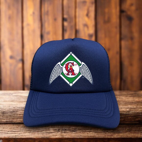 Vintage Inspired California Angels Mens Trucker Hat Navy Snapback Baseball Cap - Picture 1 of 4